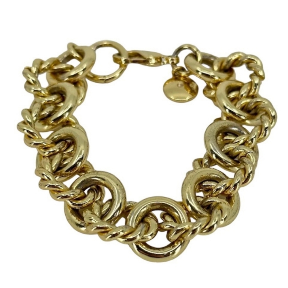 JCrew bracelet chain twist link chunky antique gold tone